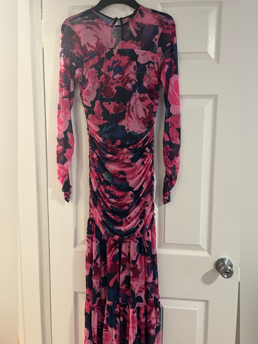 Aqua Mesh Floral Maxi Dress